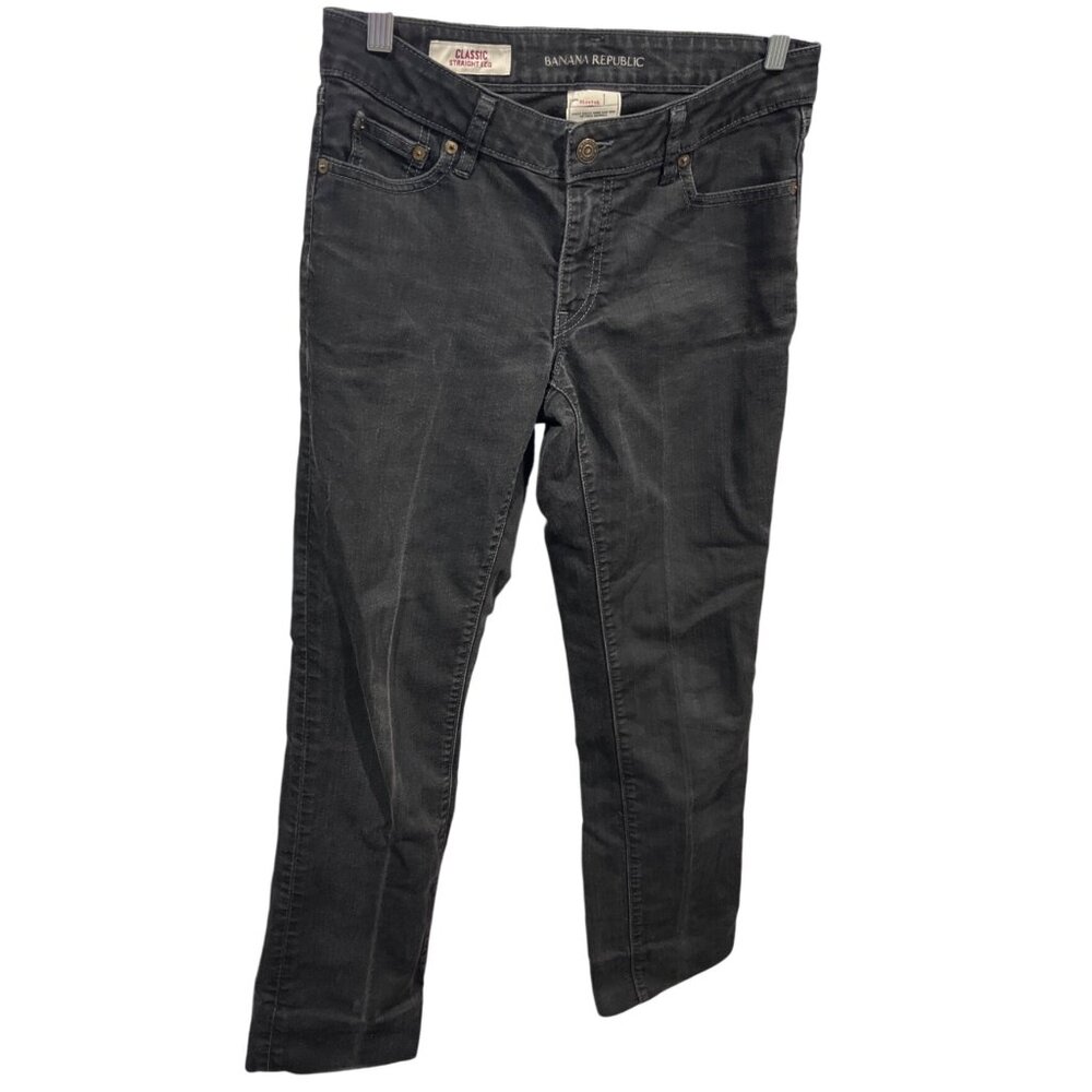 Banana Republic Classic Straight Leg Jeans Size 6 Black Stretch Denim Womens 21g